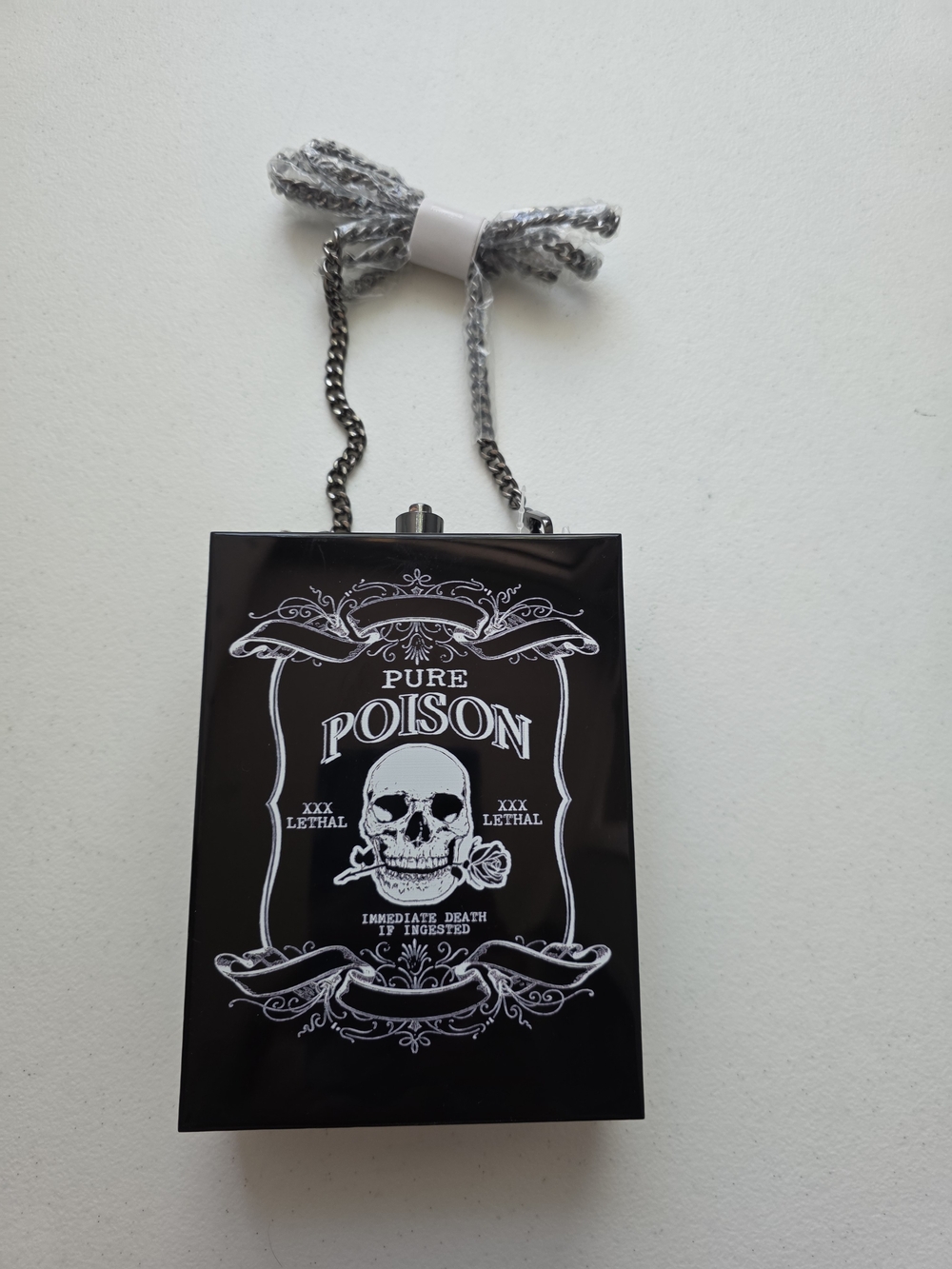Hot Topic Black Shoulder Bag with White Skull Graphic